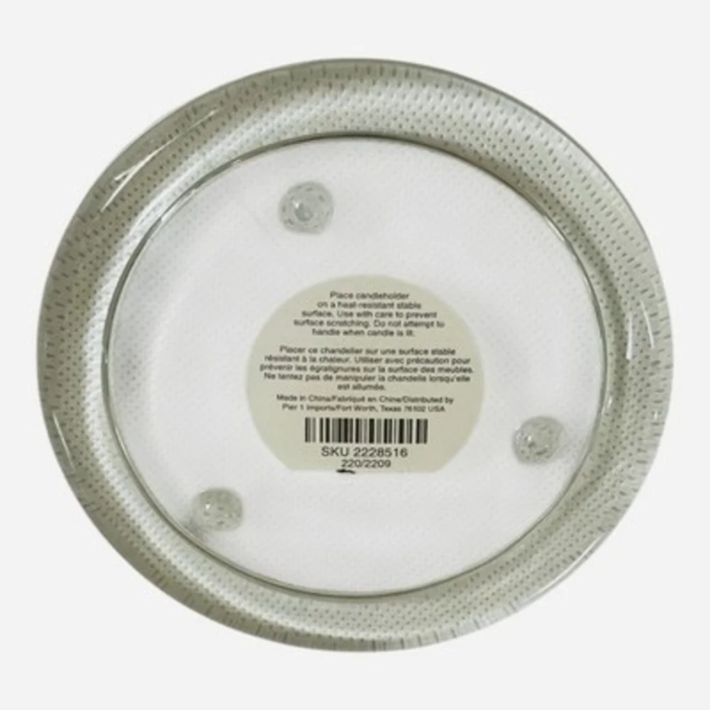 Pier One Clear Bubble Round Glass Candle Base Holder Set of 2 NWT